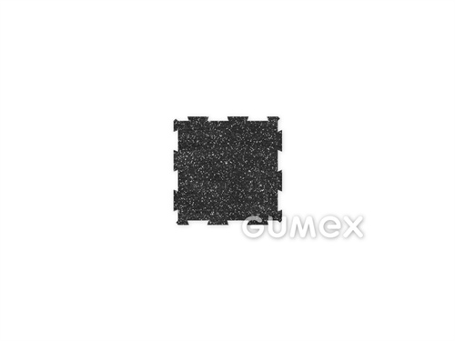 Tlumicí dlaždice ELASTON-ELTEC PUZZLE středová se zámkem pro fitness, 10mm, 500x500mm, hustota 1050kg/m3, recyklovaný granulát SBR, PU pojivo + 10% EPDM, černošedá